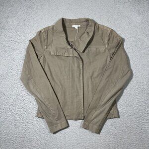 NWT JAMES PERSE Women Sz 4 Green Cotton Cropped Skinny Moto Zip Jacket $325